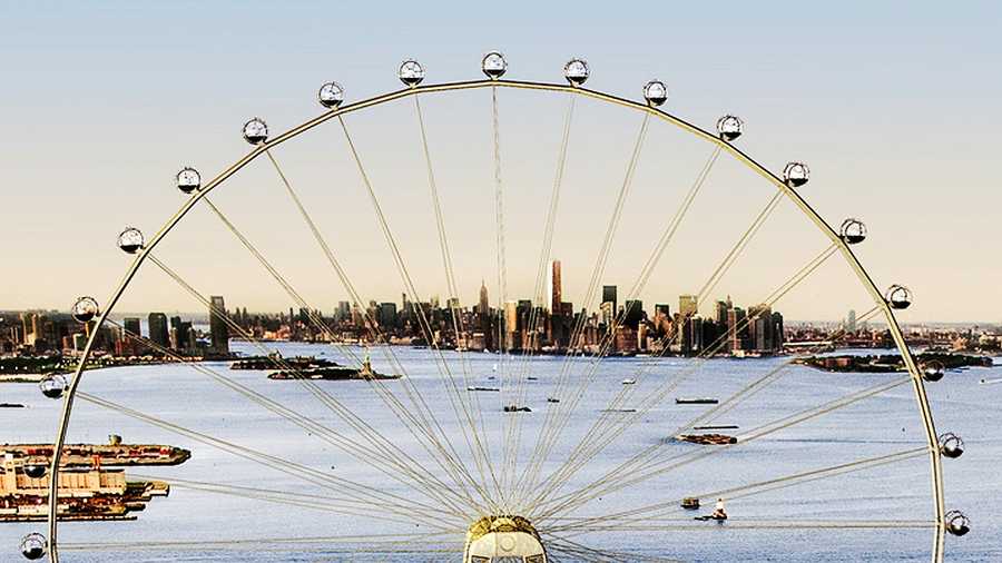 An artist's rendering shows what a proposed 625-foot Ferris wheel would look like on Staten Island.