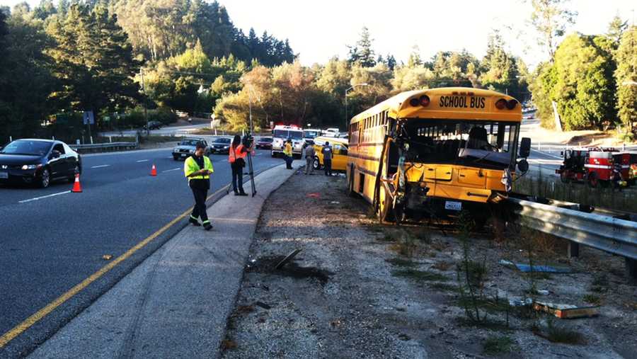 This school bus crashed on Highway 17 in Scotts Valley on Monday. (Oct. 1, 2012)