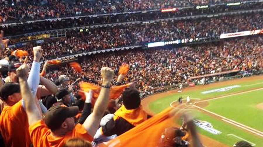 Giants fans go crazy when Pablo Sandoval hit one of his three home runs during Game 1 of the World Series Wednesday.