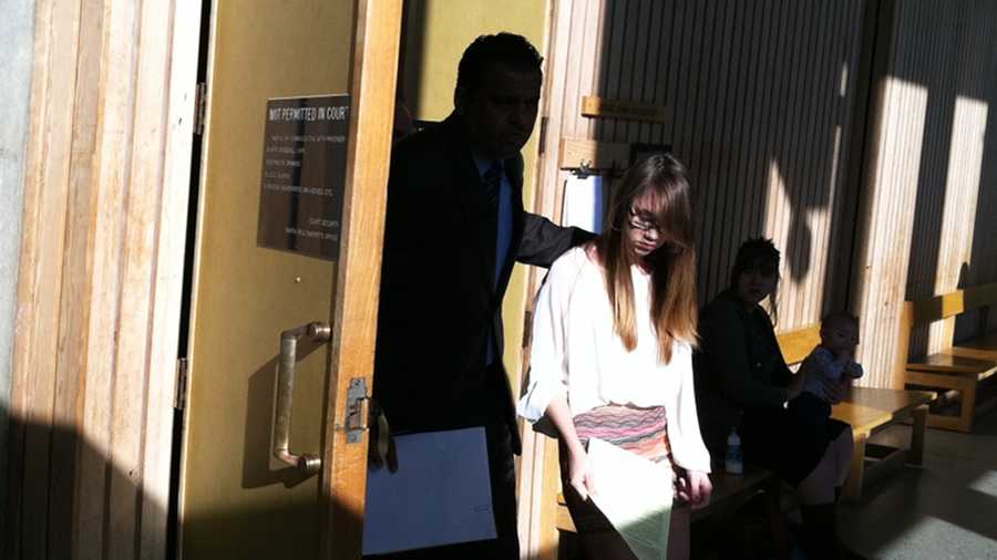 Morgan Triplett walks through Santa Cruz County Court. (March 29, 2013)