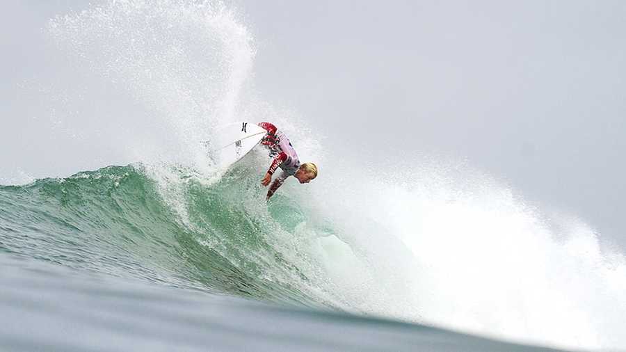 Nat Young is seen competing at Rip Curl Pro Bells Beach. (Photo by Rip Curl / Dunbar)