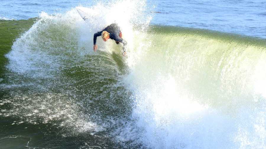 Nat Young is seen during a recent surf sesh in Santa Cruz.