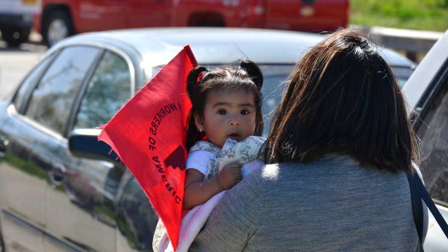 United Farm Worker demonstrators in Salinas demand comprehensive reforms to U.S. immigration laws. (March 2013)