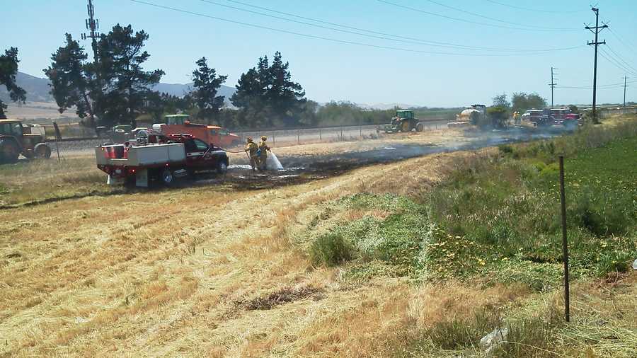 A one-acre vegetation fire was sparked Wednesday by a car fire in Chualar.