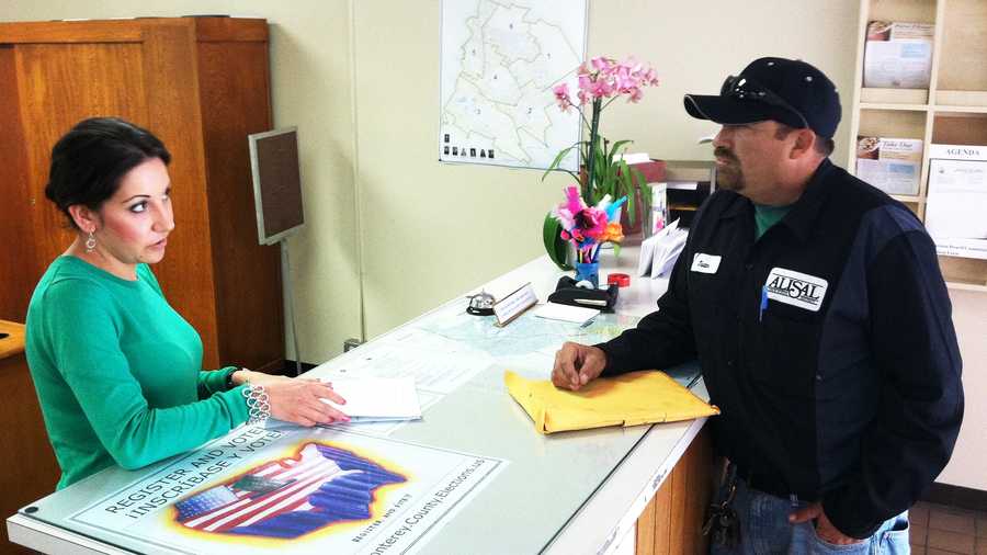 Juan Sandoval hands in a petition to recall Jose Castaneda from his District 1 Salinas City Council seat. 