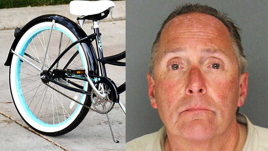John Kelly, 54, was arrested on suspicion of stealing a bicycle and possessing methamphetamine. He is homeless and lives in Santa Cruz. 