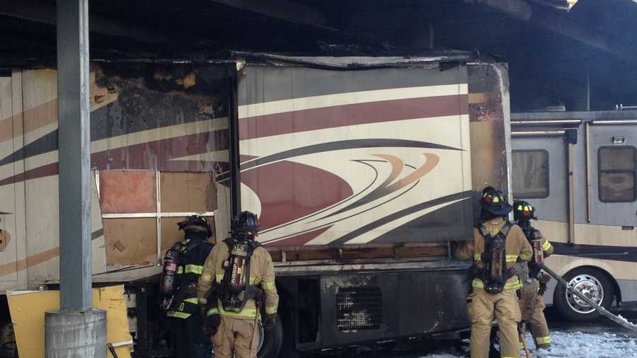 A Salinas man who went home to get jumper cables to start his motor home came back to the storage yard where it was stored to find it engulfed in flames.