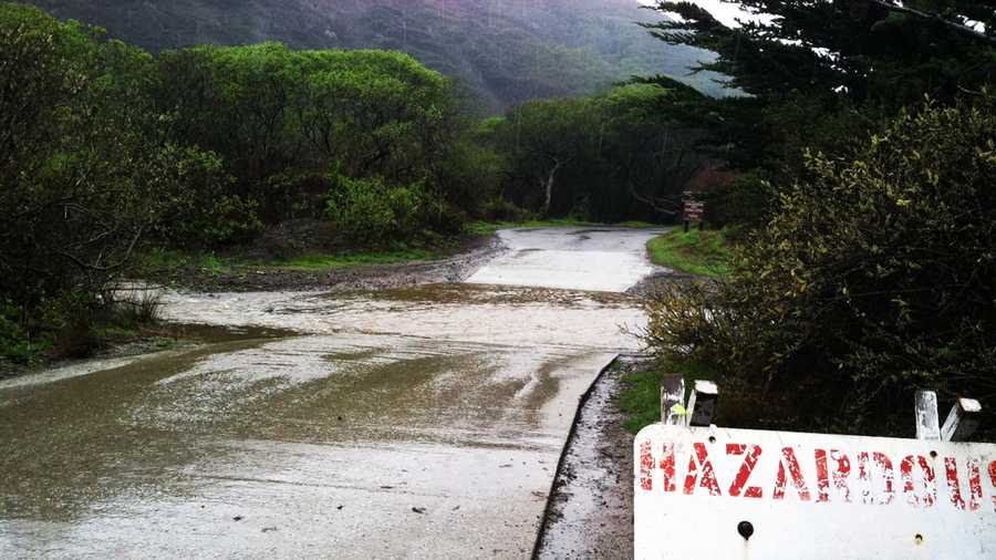 Sycamore Canyon Road in Big Sur was flooded Friday.