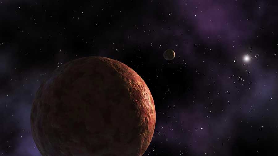 An artist’s conception shows Sedna, a dwarf planet located in the same distant area of the solar system as the newly discovered dwarf planet.