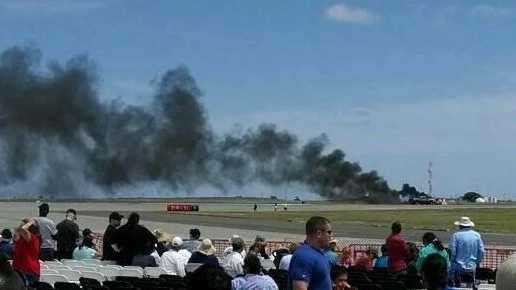 A plane crashed at the Thunder Over Solano Air Show at Travis Air Force Base on Sunday.