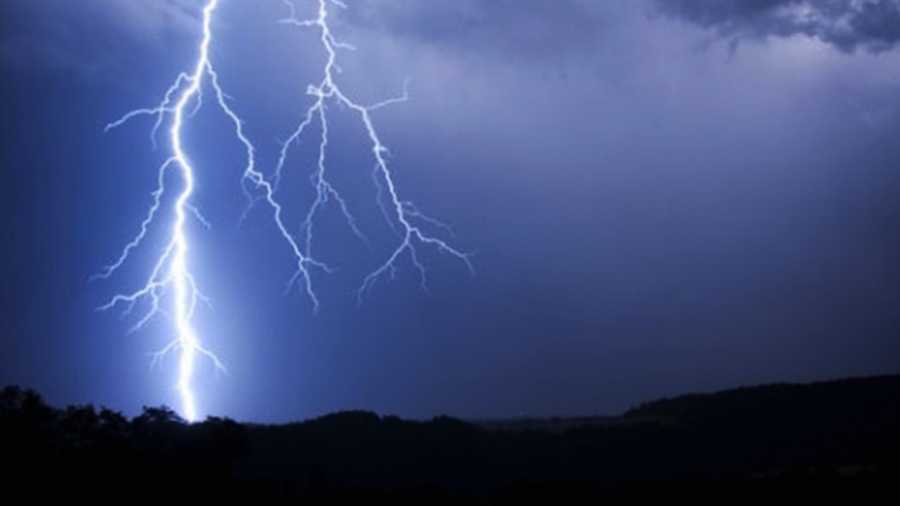 Lightning flashes over Central Coast Tuesday morning