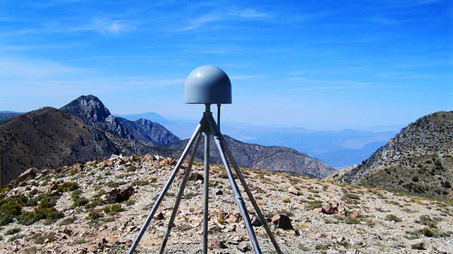 Plate Boundary Observatory GPS station P466, located in the Inyo Mountains near Lone Pine, California. P466 is mounted on a deep-drilled braced monument, and its displacement data were used in the determination of water loading changes in the western U.S.