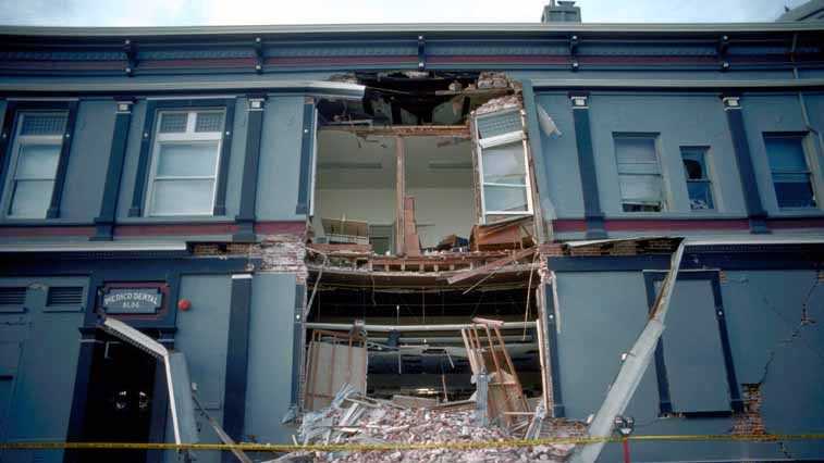 The Medico Dental Building on the Pacific Garden Mall in downtown Santa Cruz was heavily damaged in the 1989 Loma Prieta earthquake. 