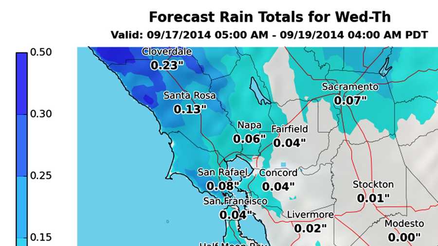 Rain forecast by NWS for Santa Cruz mountains, Big Sur