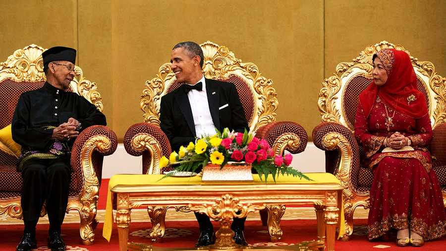 On Thursday President Barack Obama said he is looking forward to the day he can wear sweatpants to work. Obama is seen here meeting with the King and Queen of Malaysia in April 2014. 