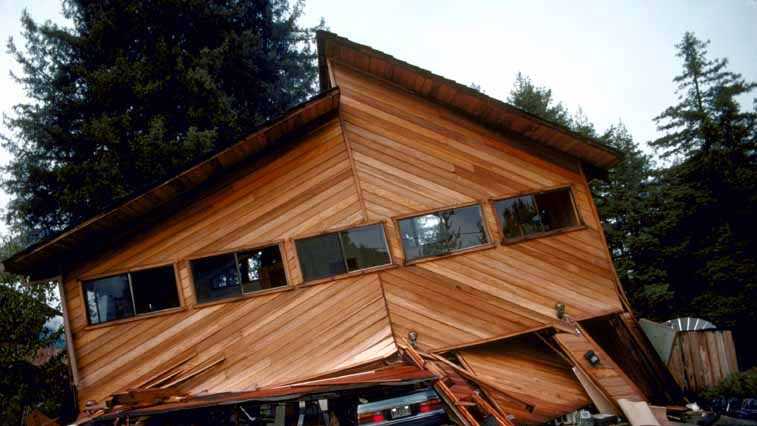 A Boulder Creek house collapsed during the 1989 Loma Prieta earthquake.