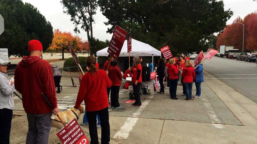 Nurses strike in Watsonville Tuesday. 
