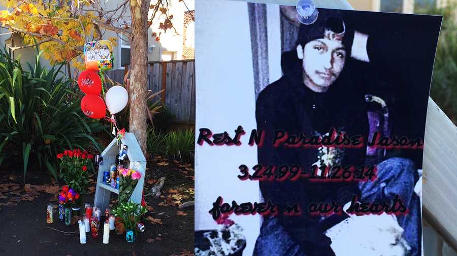 A memorial was made for 15-year-old Jason Reyes where he was killed. 