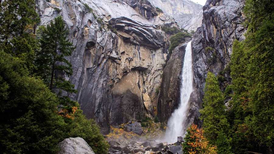 Lower Yosemite Falls is seen in December 2014.