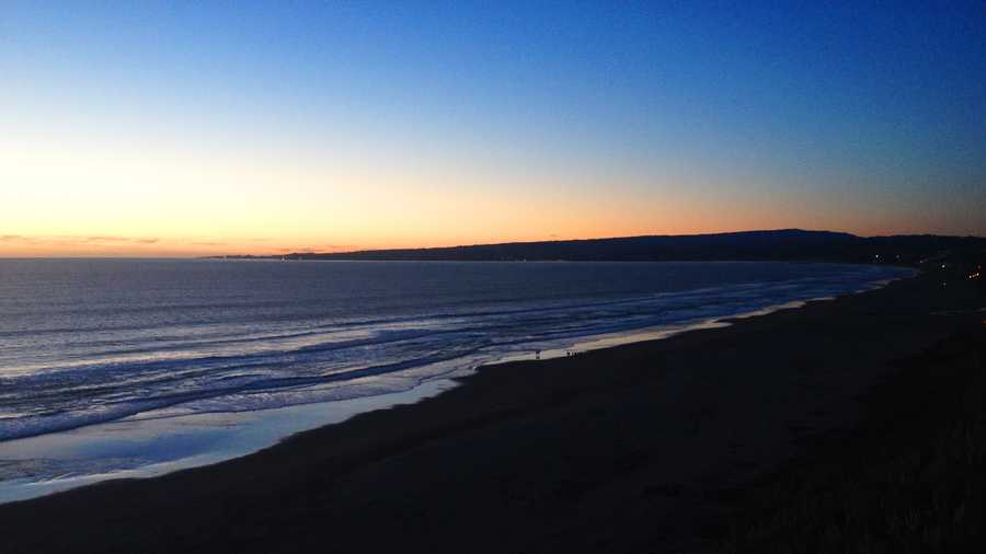 Santa Cruz is seen on the horizon at sunset. Dec. 25, 2014