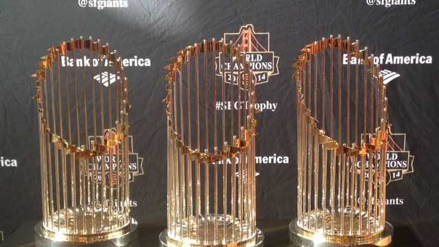 See the Giants' three World Series trophies in Antioch on Tuesday, January  27