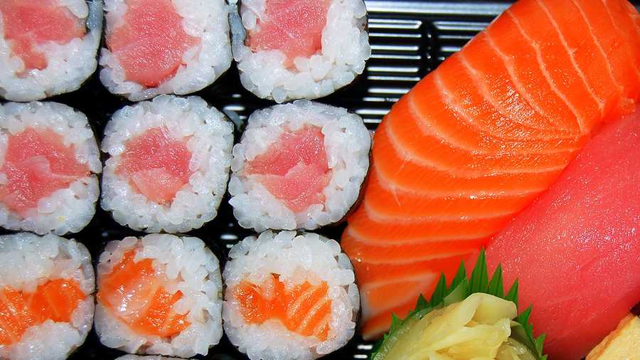 Sushi -- Raw seafood like sushi can contain harmful parasites and bacteria. 