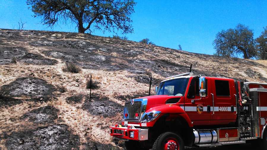 Ten acres were scorched in Pinnacles National Park by a wildfire. (May 12, 2015)