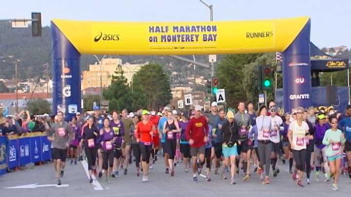 Runners will take the course of the 13th annual Big Sur Half Marathon on Sunday in Monterey Bay.