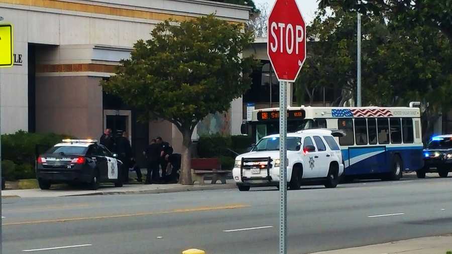 Salinas police arrest a man who tried to get on a bus while holding a gun to his head. (Jan. 12, 2016)
