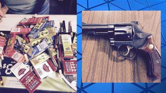 Investigators with the Rankin County Sheriff's Department recover a large quantity of tobacco stolen from a business and a gun.