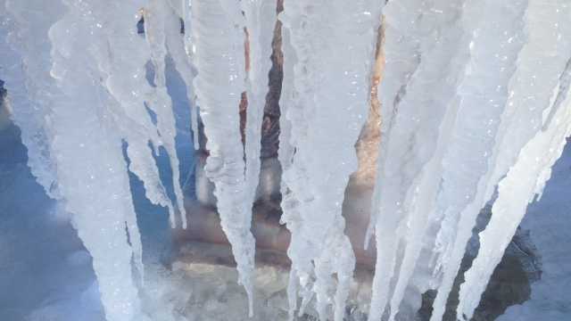 A fountain in Clinton freezes solid.