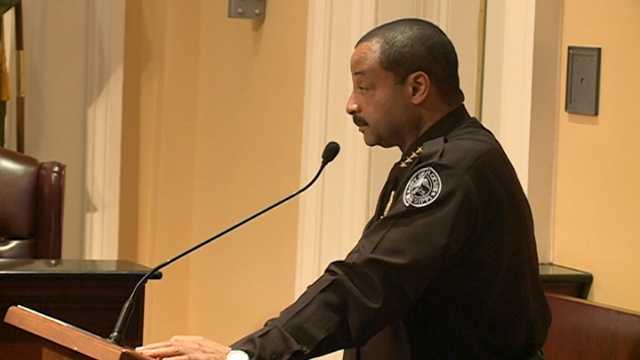 JPD Chief Lee Vance speaks to the Jackson City Council during a meeting in April.