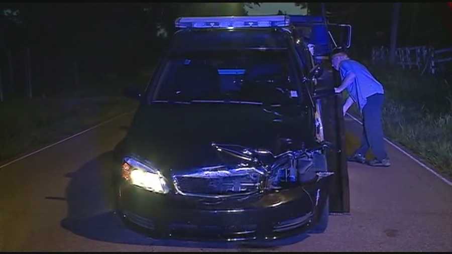 A Terry police officer is injured when her patrol car hits a deer.