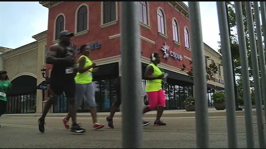Fitness enthusiasts tied up their running shoes this morning so that women in need can slip on some high heels.