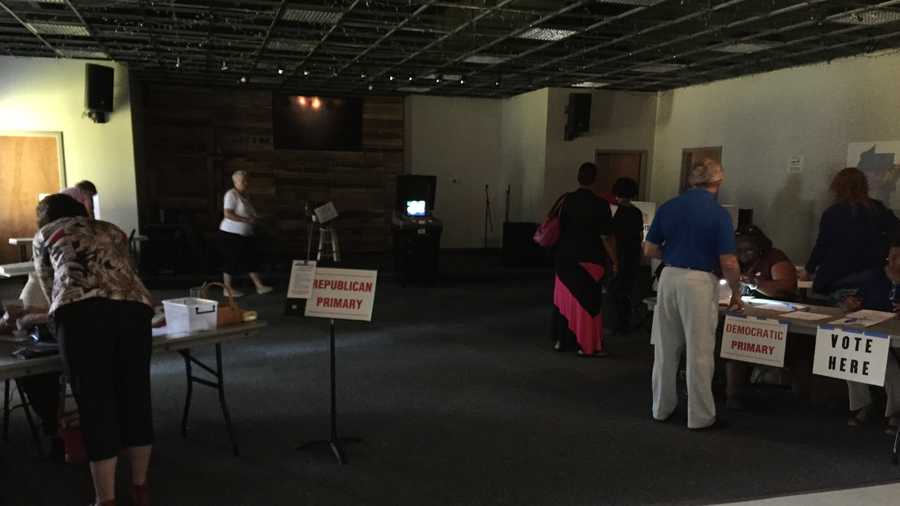 Voters at the First Baptist Church in Clinton had to cast their ballots in the dark.