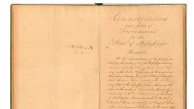 Original Mississippi Constitution To Be Exhibited Tuesday