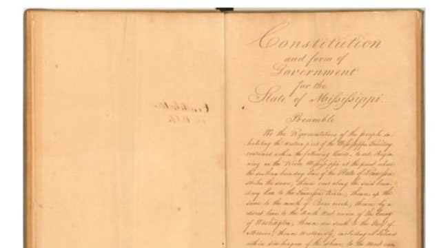Original Mississippi Constitution To Be Exhibited Tuesday Original Mississippi Constitution To Be Exhibited Tuesday