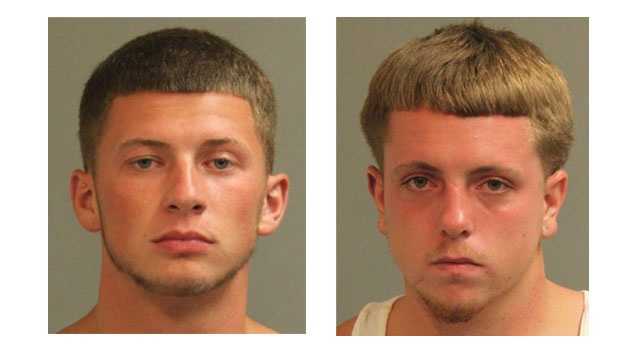 Police said Brandon Lee Vaughn, 19, of Mount Airy, and Jeffrey Scott O'Neill Jr., 20, of Glen Burnie, were arrested and charged with robbery and related offenses. (Pictured left to right).