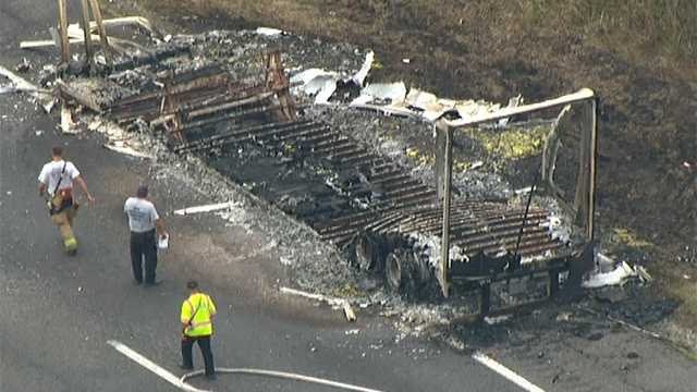 Lewis said the driver managed to separate the truck from the trailer and drive away from the blaze.