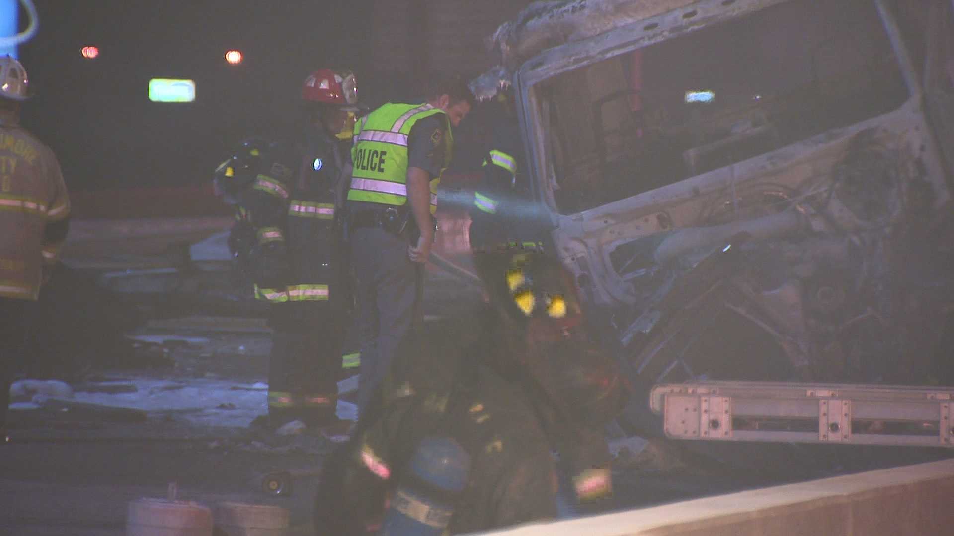 Images: Fiery Tractor-trailer Crash Kills 1 On I-95