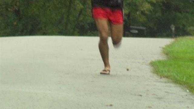 A Maryland man is sure to draw attention during the Baltimore Running Festival by running in flip flops.
