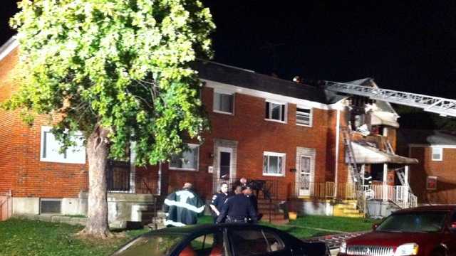 A call shortly after 2 a.m. reported the fire in the 5600 block of Denwood Avenue near Moravia Road.