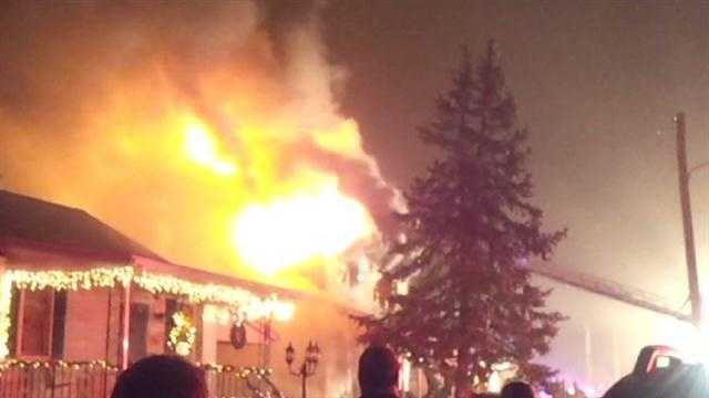An 11 News viewer takes video of the two-alarm blaze that destroyed a home in Dundalk. 