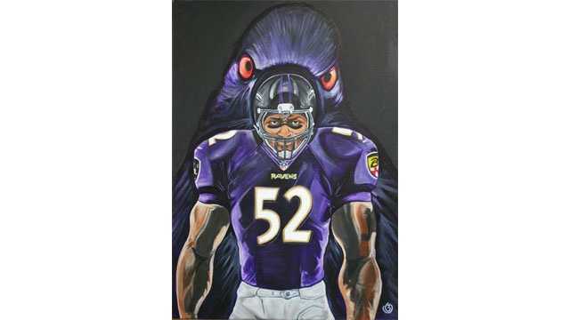 Ray Lewis, Baltimore Ravens, Ravens, Art, painting, Artwork