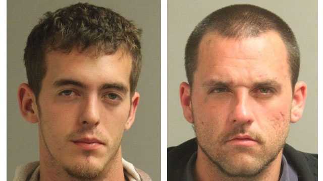 Police say 22-year-old Jerome Raymond Weber (pictured left) and 29-year-old Justin Anthony Russell (pictured right) were arrested in connection with armed robberies.