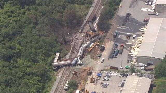 Images: Train derailment, explosion in Baltimore Co.