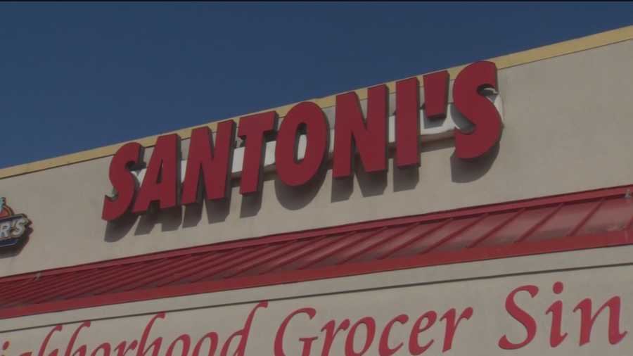 A district court notice was taped to the front door of Santoni's Supermarket citing failure to pay rent.