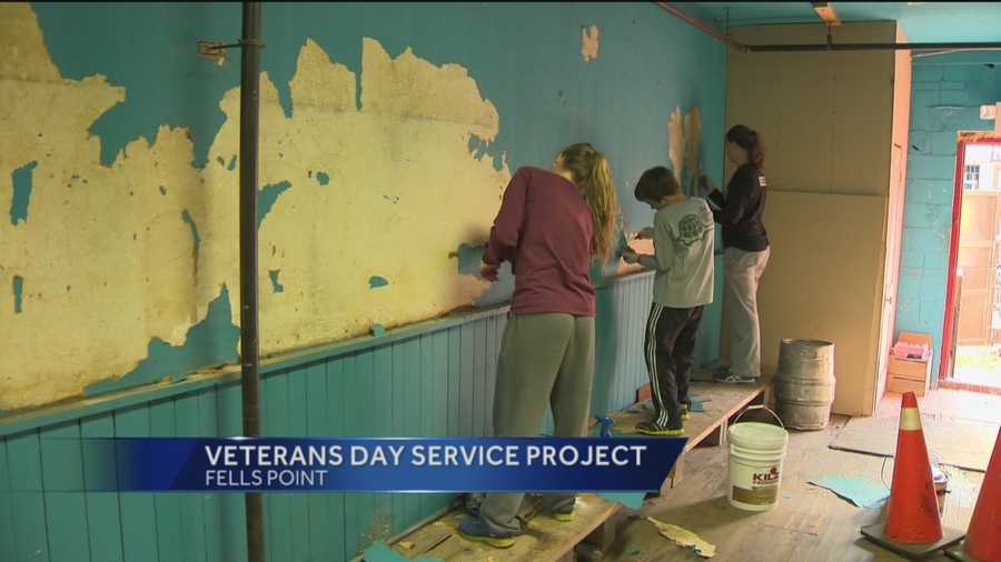 To celebrate Veteran's Day, The 6th Branch organized a large-scale cleanup of the historic American Legion Post 95 in Fells Point.
