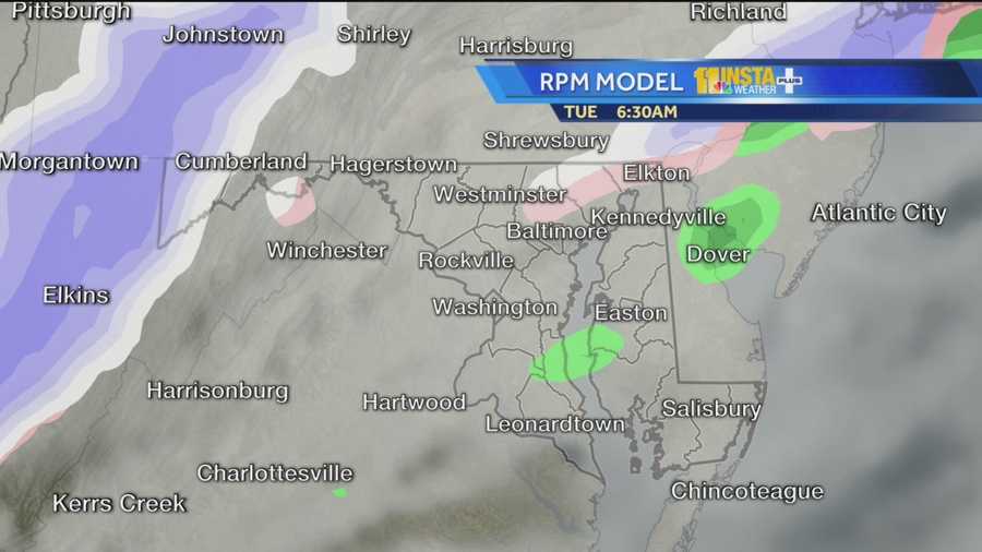 A pocket of some wintry precipitation could impact the Baltimore area by the early morning.
