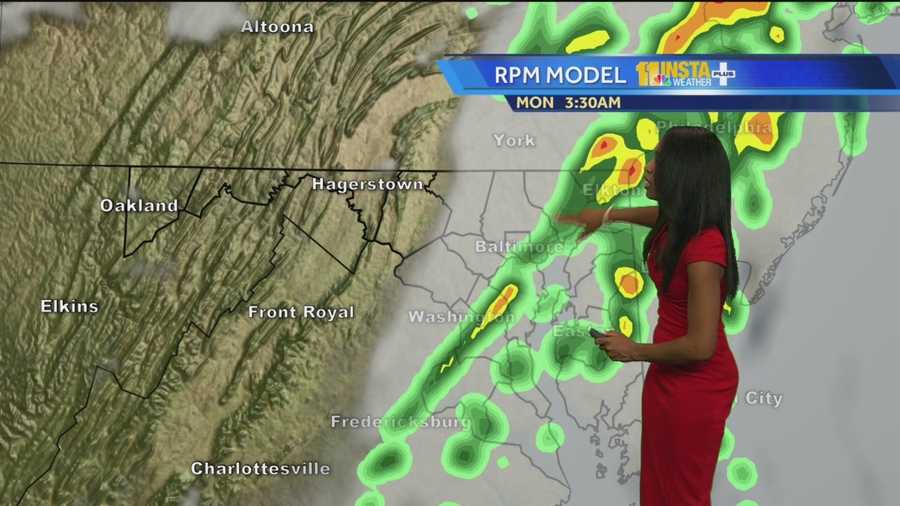 Meteorologist Miri Marshall shows the chances for rain that could fall heavy in some areas overnight.